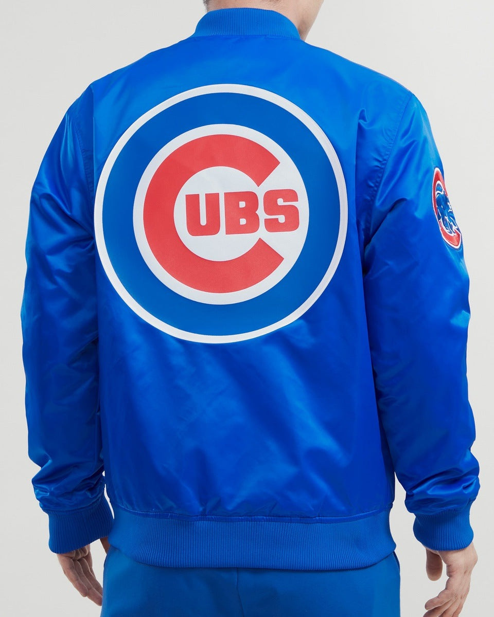 MLB CHICAGO CUBS BIG LOGO MEN'S SATIN JACKET (ROYAL BLUE)