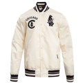 MLB CHICAGO CUBS RETRO CLASSIC MEN'S RIB SATIN JACKET (EGGSHELL/ MIDNIGHT NAVY)