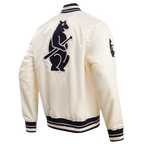 MLB CHICAGO CUBS RETRO CLASSIC MEN'S RIB SATIN JACKET (EGGSHELL/ MIDNIGHT NAVY)