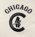 MLB CHICAGO CUBS RETRO CLASSIC MEN'S RIB SATIN JACKET (EGGSHELL/ MIDNIGHT NAVY)