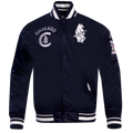 MLB CHICAGO CUBS RETRO CLASSIC BLOUSON EN SATIN À BORDS CÔTELÉS POUR HOMME (MARINE MINUIT)