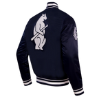 MLB CHICAGO CUBS RETRO CLASSIC BLOUSON EN SATIN À BORDS CÔTELÉS POUR HOMME (MARINE MINUIT)