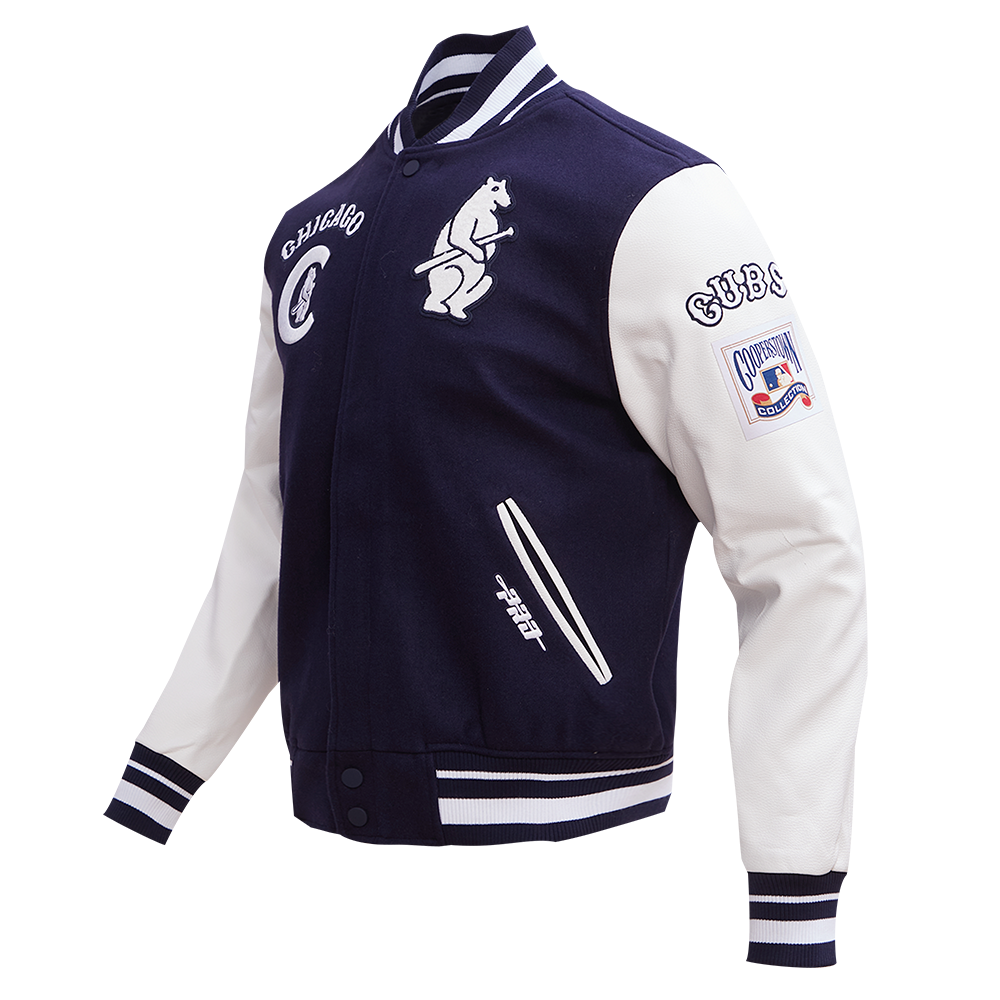 MLB CHICAGO CUBS RETRO CLASSIC MEN'S RIB WOOL VARSITY JACKET (MIDNIGHT NAVY/WHITE)
