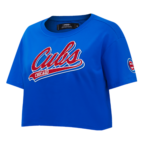 MLB CHICAGO CUBS SCRIPT TAIL WOMEN'S SINGLE JERSEY BOXY TOP (ROYAL BLUE)