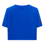 MLB CHICAGO CUBS SCRIPT TAIL HAUT EN JERSEY SIMPLE À COUPE CARRÉE POUR FEMME (BLEU ROYAL)