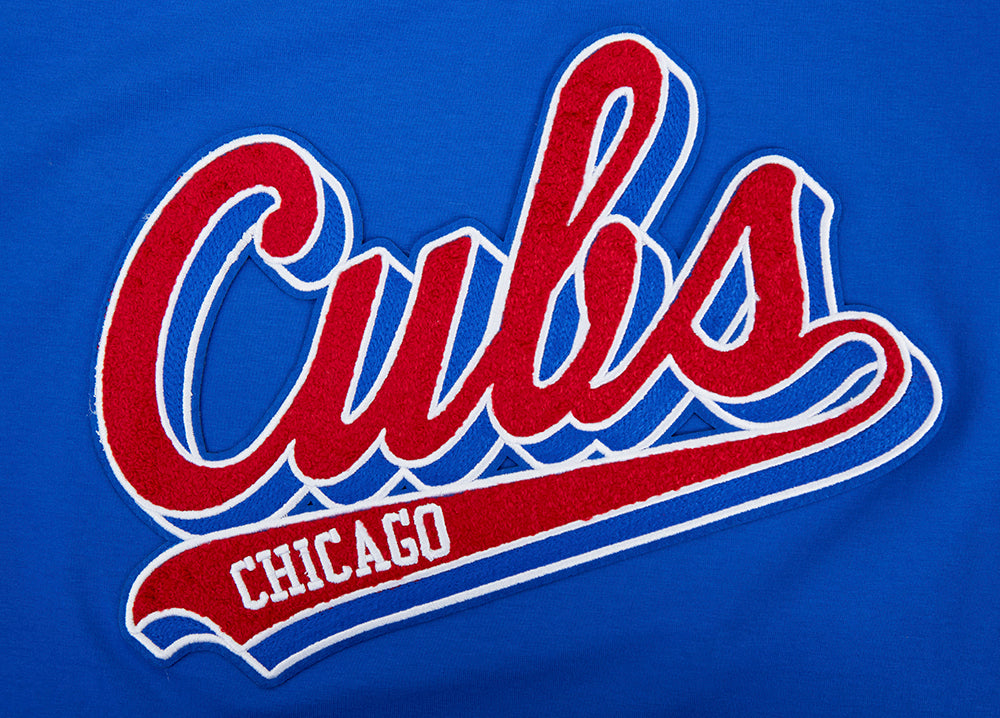 MLB CHICAGO CUBS SCRIPT TAIL HAUT EN JERSEY SIMPLE À COUPE CARRÉE POUR FEMME (BLEU ROYAL)