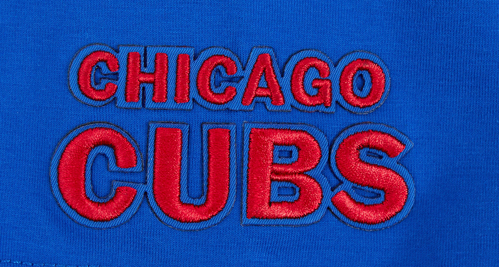 MLB CHICAGO CUBS SCRIPT TAIL HAUT EN JERSEY SIMPLE À COUPE CARRÉE POUR FEMME (BLEU ROYAL)