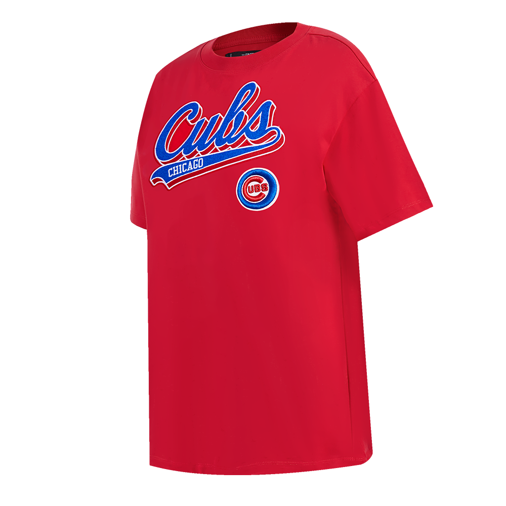 MLB CHICAGO CUBS SCRIPT TAIL HAUT DE COUPE BOYFRIEND POUR FEMME (ROUGE)