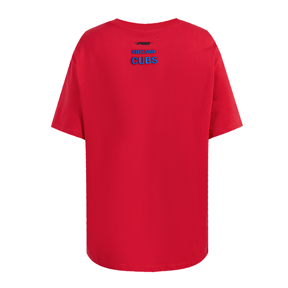 MLB CHICAGO CUBS SCRIPT TAIL HAUT DE COUPE BOYFRIEND POUR FEMME (ROUGE)