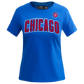 MLB CHICAGO CUBS CLASSIC HAUT AJUSTÉ EN JERSEY SIMPLE À MANCHES COURTES POUR FEMME (BLEU ROYAL)