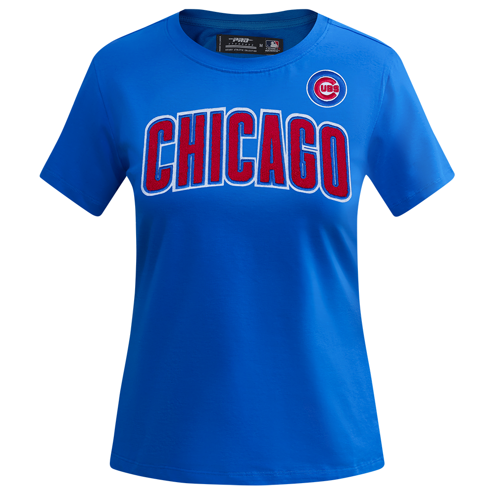 MLB CHICAGO CUBS CLASSIC HAUT AJUSTÉ EN JERSEY SIMPLE À MANCHES COURTES POUR FEMME (BLEU ROYAL)