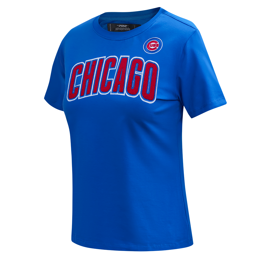 MLB CHICAGO CUBS CLASSIC HAUT AJUSTÉ EN JERSEY SIMPLE À MANCHES COURTES POUR FEMME (BLEU ROYAL)