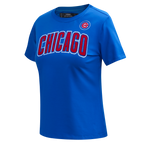 MLB CHICAGO CUBS CLASSIC HAUT AJUSTÉ EN JERSEY SIMPLE À MANCHES COURTES POUR FEMME (BLEU ROYAL)