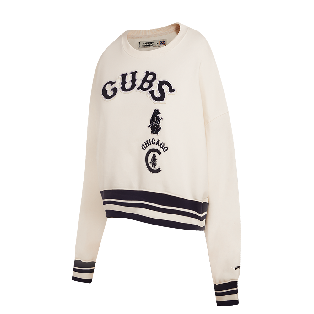MLB CHICAGO CUBS RETRO CLASSIC WOMEN'S RIB CREWNECK (EGGSHELL/ MIDNIGHT NAVY)