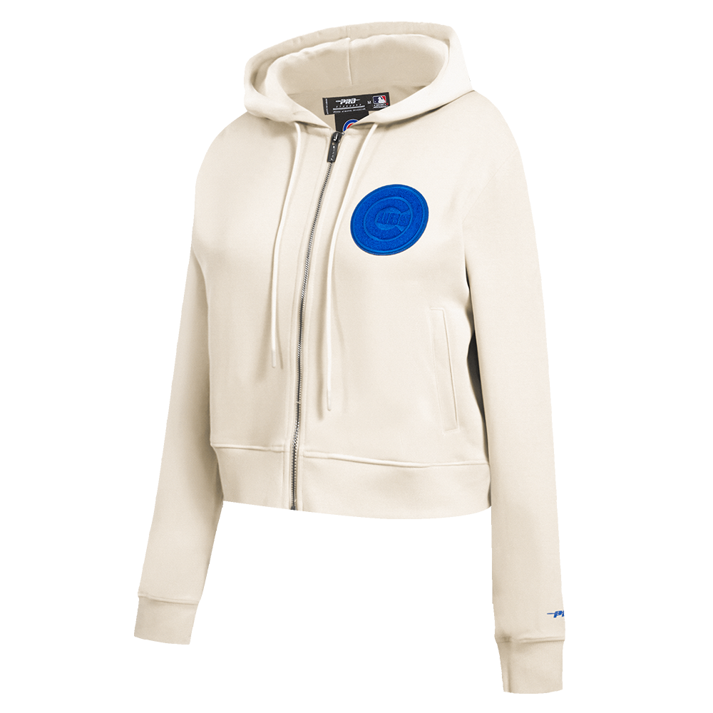 MLB CHICAGO CUBS TRIPLE TONAL WOMEN'S DOUBLE KNIT FULL ZIP HOODIE (EGGSHELL)