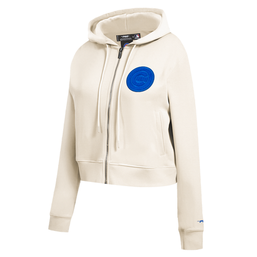 MLB CHICAGO CUBS TRIPLE TONAL WOMEN'S DOUBLE KNIT FULL ZIP HOODIE (EGGSHELL)
