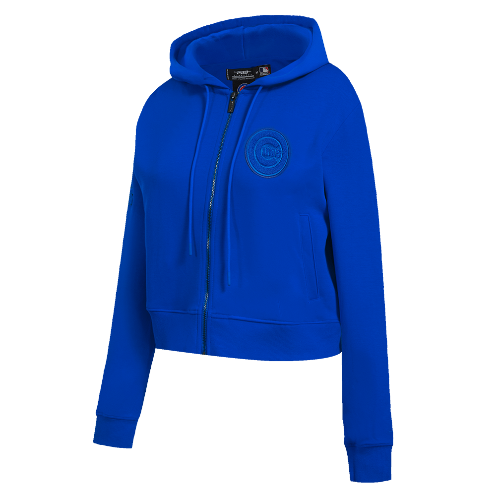 MLB CHICAGO CUBS TRIPLE TONAL WOMEN'S DOUBLE KNIT FULL ZIP HOODIE (ROYAL BLUE)