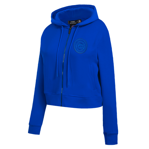 MLB CHICAGO CUBS TRIPLE TONAL WOMEN'S DOUBLE KNIT FULL ZIP HOODIE (ROYAL BLUE)