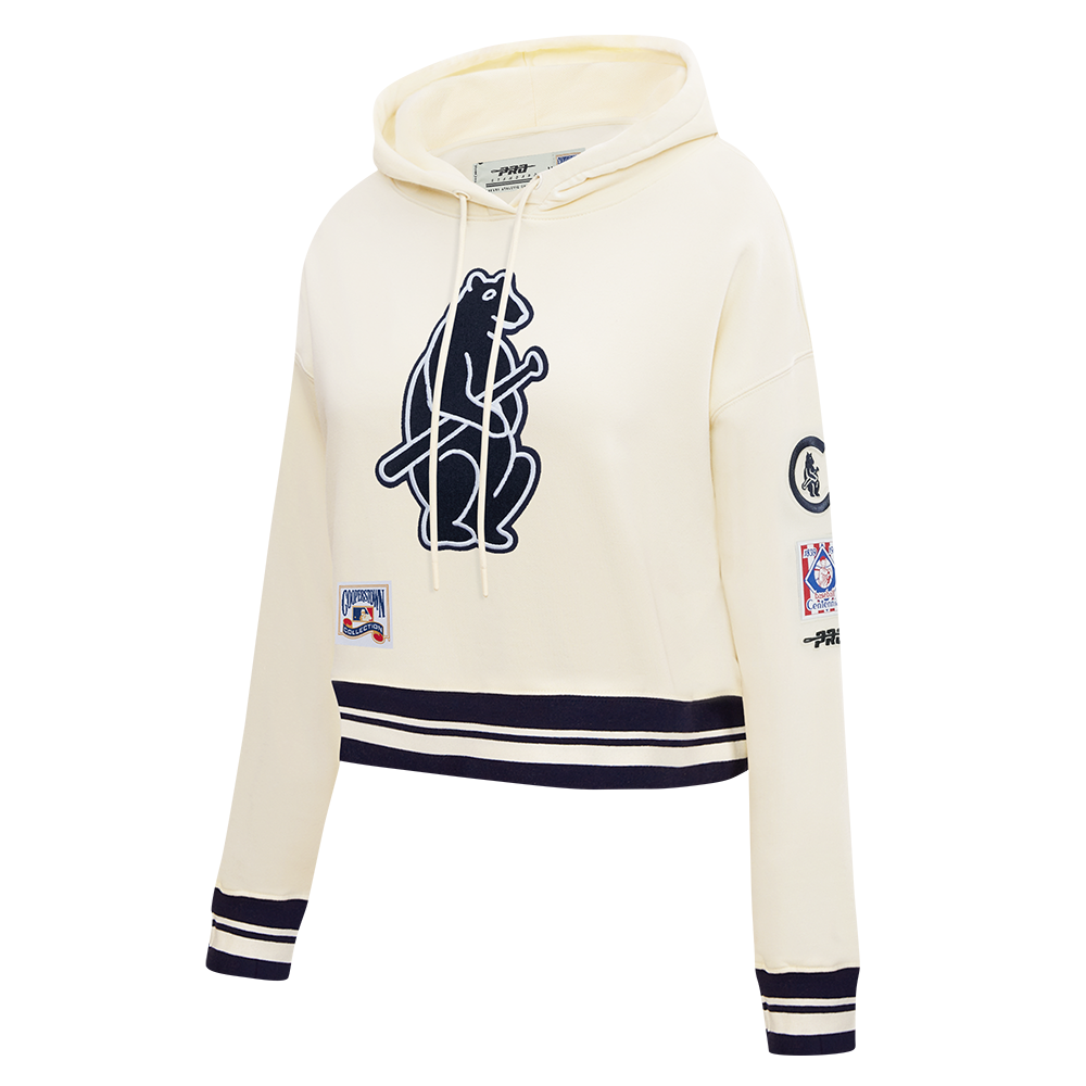 MLB CHICAGO CUBS RETRO CLASSICS CHANDAIL À CAPUCHON COURT POUR FEMME (COQUILLE D'ŒUF/MARINE MINUIT)