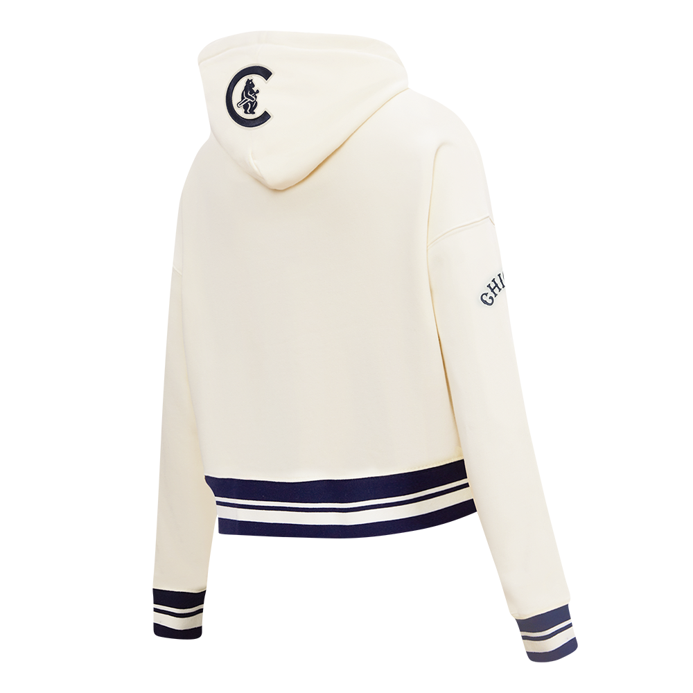 MLB CHICAGO CUBS RETRO CLASSICS CHANDAIL À CAPUCHON COURT POUR FEMME (COQUILLE D'ŒUF/MARINE MINUIT)