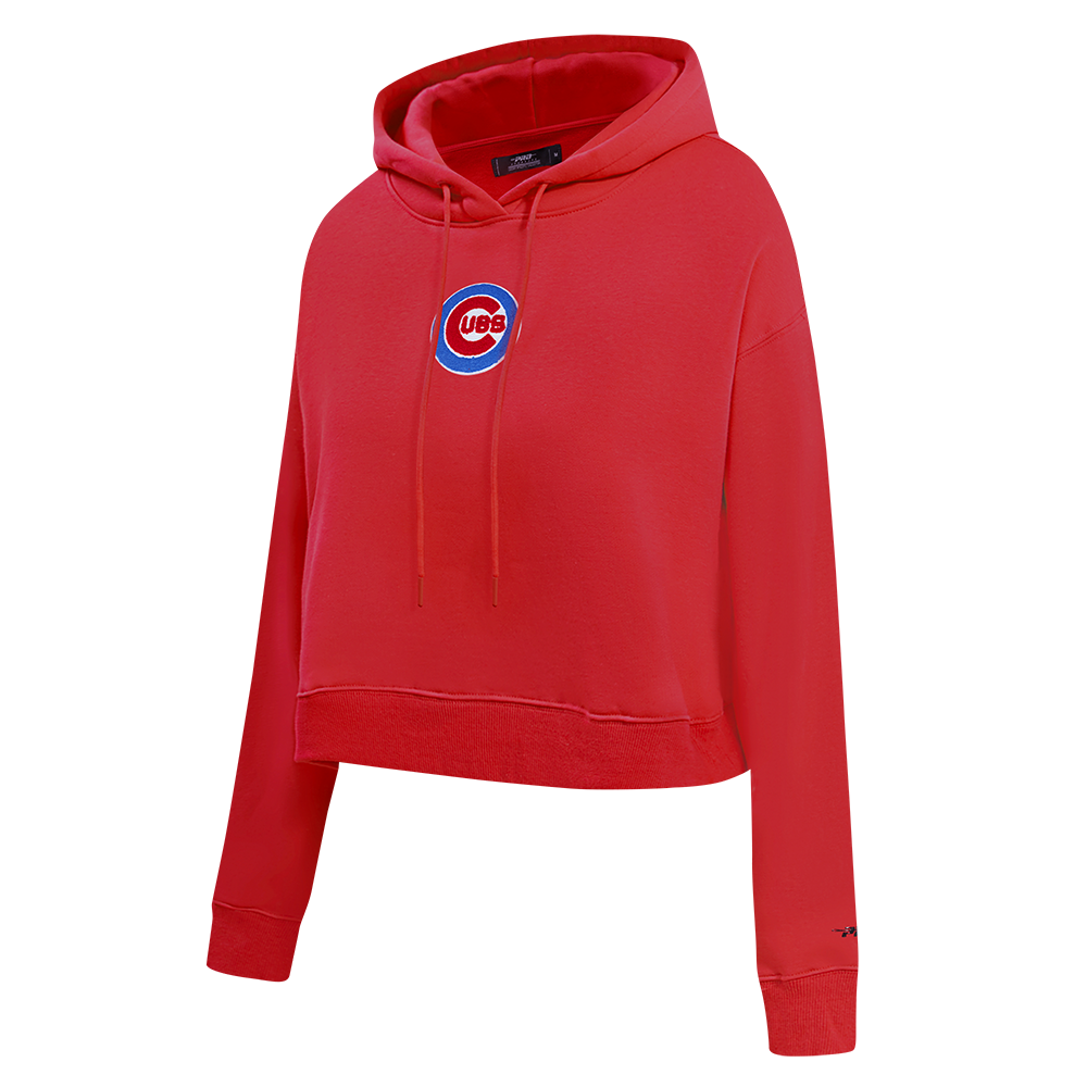 MLB CHICAGO CUBS CLASSIC WOMEN'S CROPPED PULLOVER HOODIE (RED)