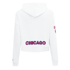 MLB CHICAGO CUBS CLASSIC WOMEN'S CROPPED PULLOVER HOODIE (WHITE)