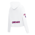 MLB CHICAGO CUBS CLASSIC WOMEN'S CROPPED PULLOVER HOODIE (WHITE)