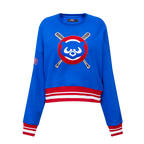 MLB CHICAGO CUBS CHANDAIL À COL ROND MASHUP CÔTELÉ POUR FEMME (BLEU ROYAL/ROUGE)