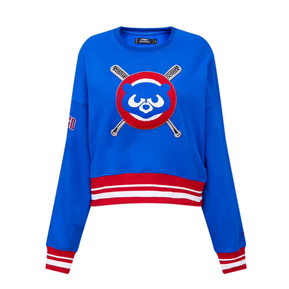MLB CHICAGO CUBS CHANDAIL À COL ROND MASHUP CÔTELÉ POUR FEMME (BLEU ROYAL/ROUGE)