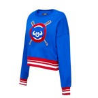 MLB CHICAGO CUBS CHANDAIL À COL ROND MASHUP CÔTELÉ POUR FEMME (BLEU ROYAL/ROUGE)