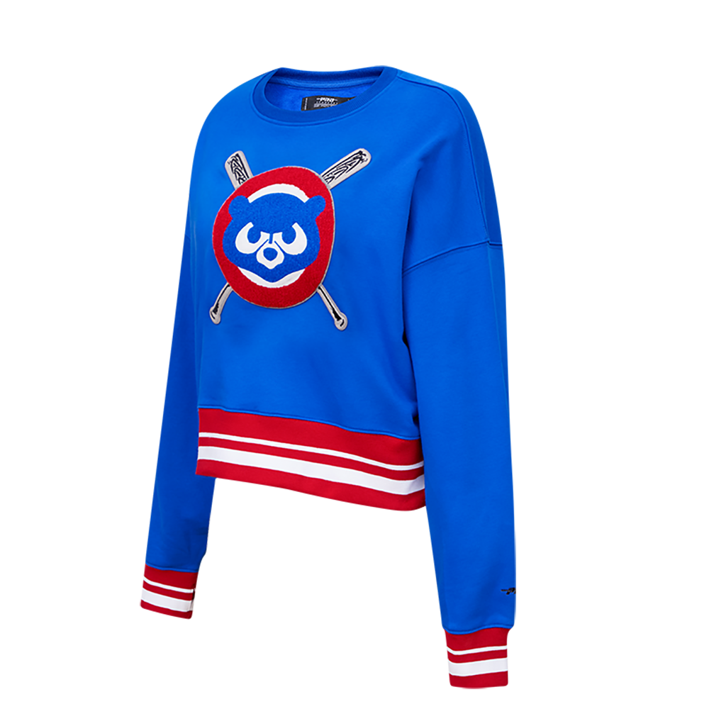 MLB CHICAGO CUBS MASHUP WOMEN'S RIB CREWNECK (ROYAL BLUE/RED)