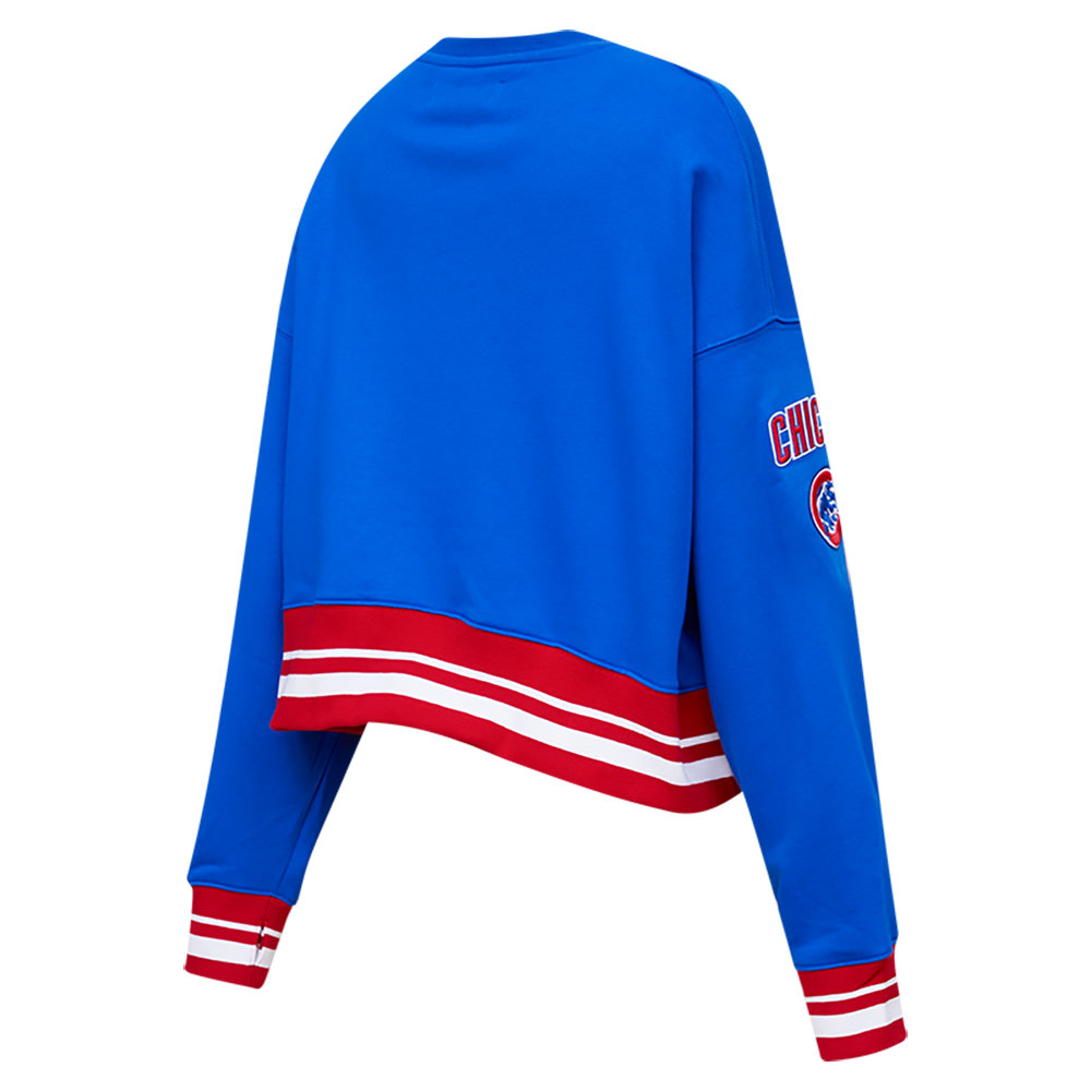 MLB CHICAGO CUBS CHANDAIL À COL ROND MASHUP CÔTELÉ POUR FEMME (BLEU ROYAL/ROUGE)