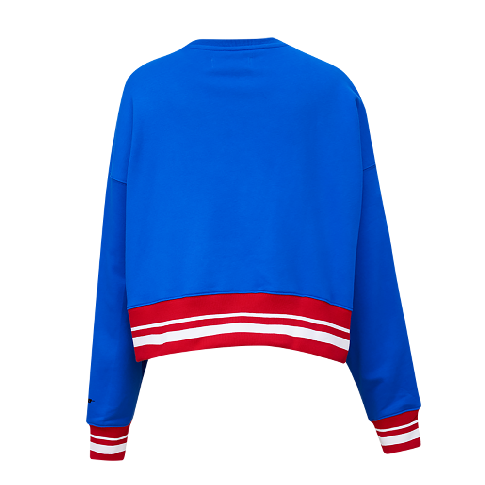 MLB CHICAGO CUBS CHANDAIL À COL ROND MASHUP CÔTELÉ POUR FEMME (BLEU ROYAL/ROUGE)