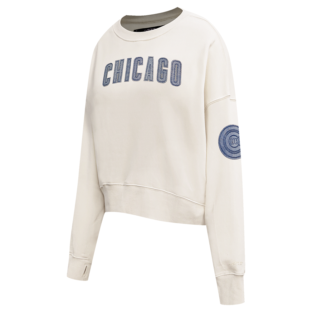 MLB CHICAGO CUBS VARSITY BLUES WOMEN'S CREWNECK (LINEN)