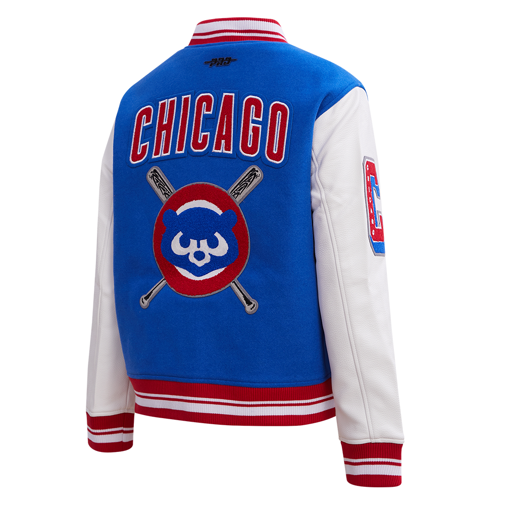MLB CHICAGO CUBS MASHUP WOOL WOMEN'S VARSITY JACKET (ROYAL BLUE/RED)