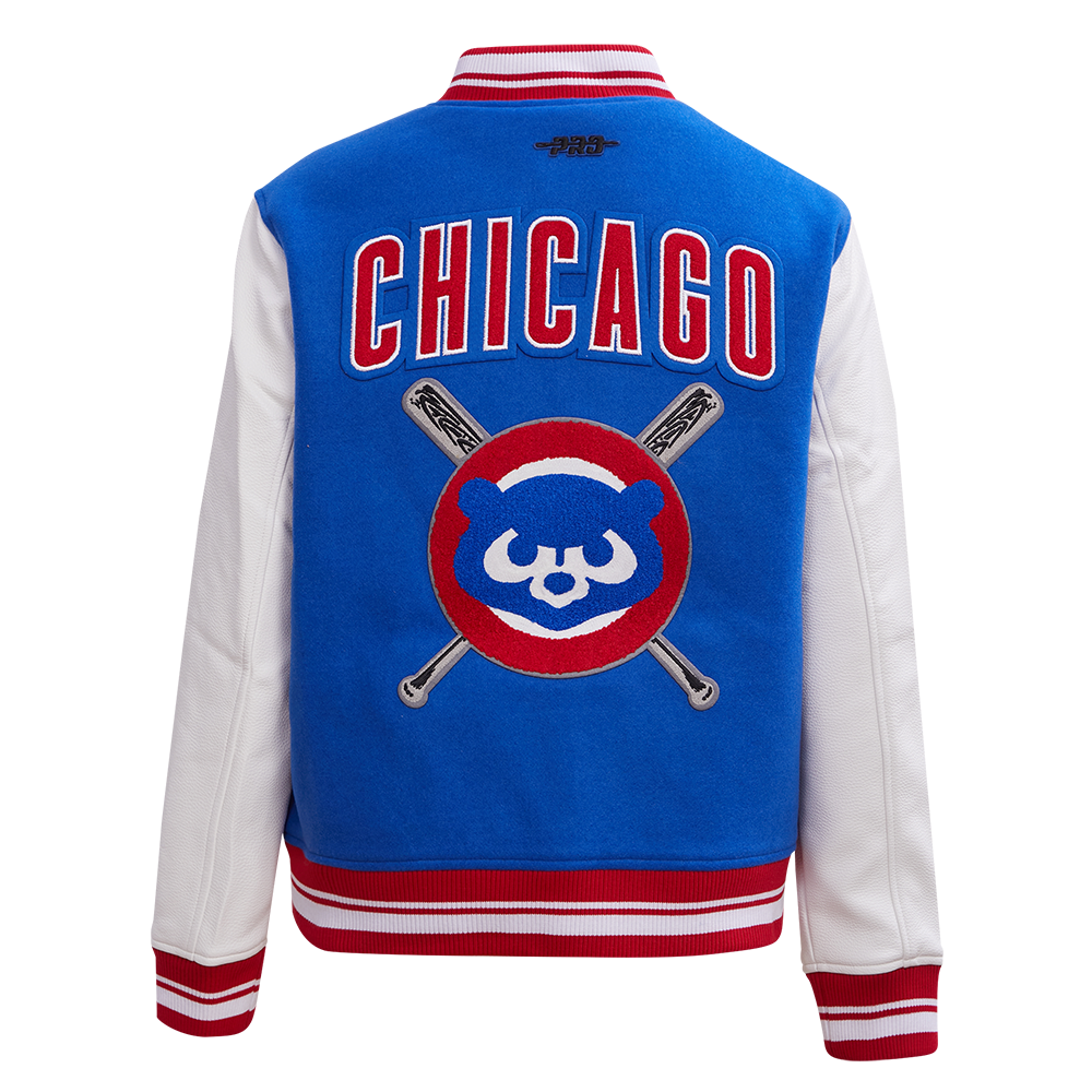 MLB CHICAGO CUBS MASHUP WOOL WOMEN'S VARSITY JACKET (ROYAL BLUE/RED)