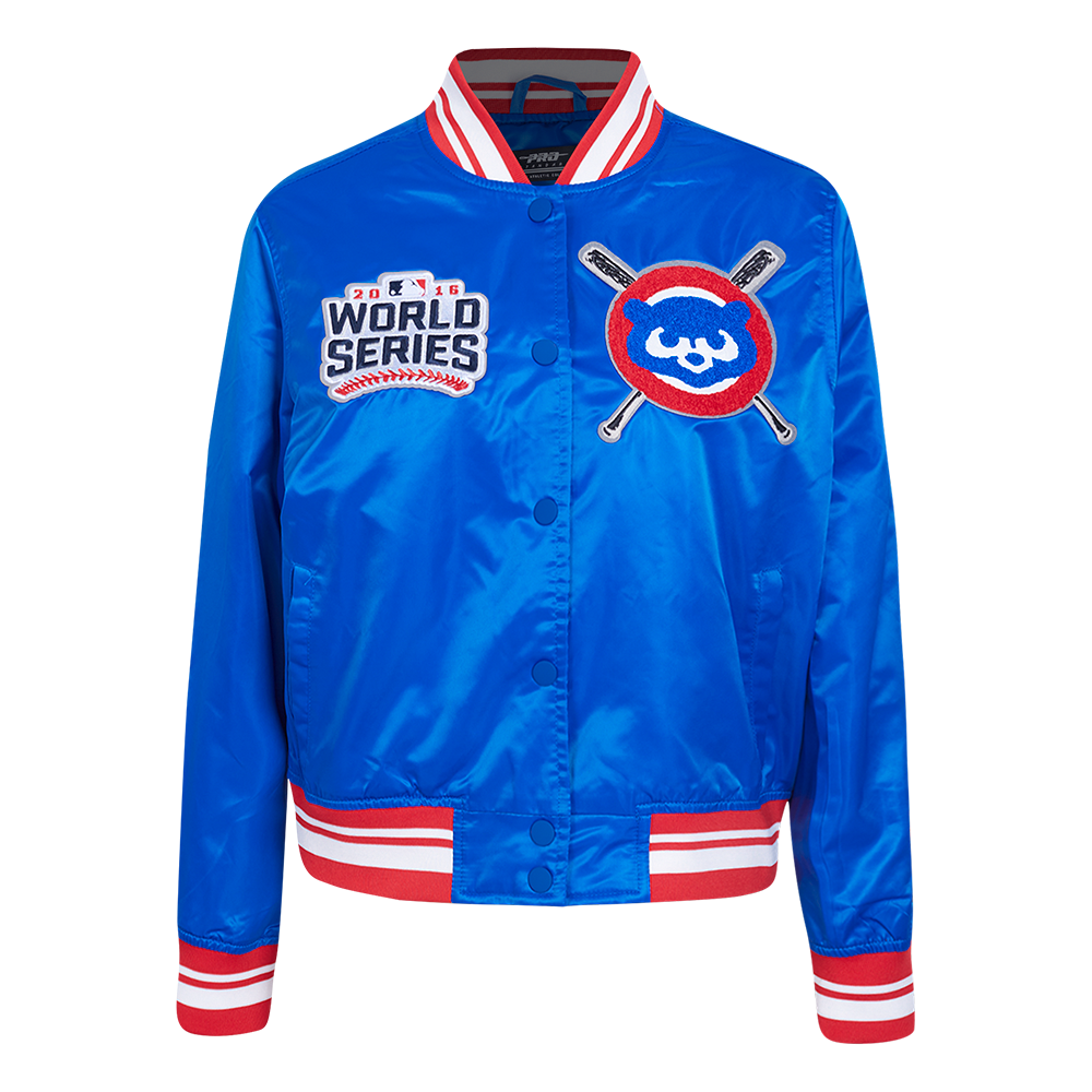 MLB CHICAGO CUBS VESTE EN SATIN MASHUP POUR FEMME (BLEU ROYAL/ROUGE)