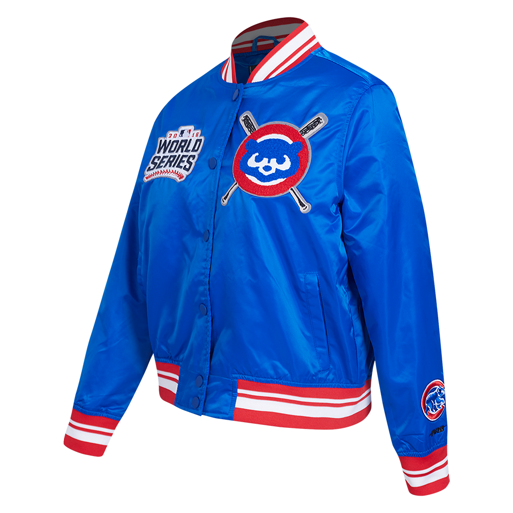 MLB CHICAGO CUBS VESTE EN SATIN MASHUP POUR FEMME (BLEU ROYAL/ROUGE)
