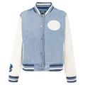 MLB CHICAGO CUBS VARSITY BLUES WOMEN'S DENIM VARSITY JACKET (DENIM/LINEN)