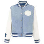 MLB CHICAGO CUBS VARSITY BLUES WOMEN'S DENIM VARSITY JACKET (DENIM/LINEN)