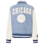 MLB CHICAGO CUBS VARSITY BLUES WOMEN'S DENIM VARSITY JACKET (DENIM/LINEN)
