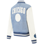 MLB CHICAGO CUBS VARSITY BLUES WOMEN'S DENIM VARSITY JACKET (DENIM/LINEN)
