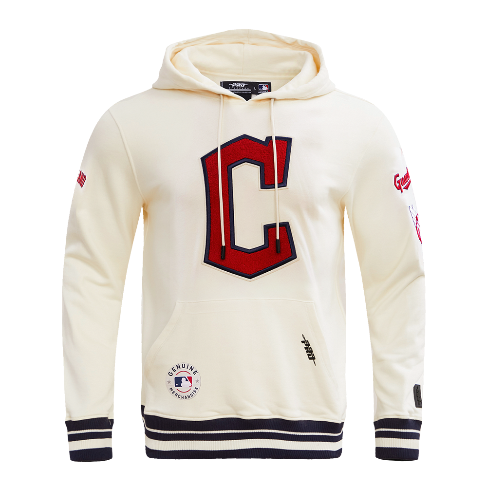 MLB CLEVELAND GUARDIANS RETRO CLASSIC MEN'S PULLOVER HOODIE (EGGSHELL/ MIDNIGHT NAVY)