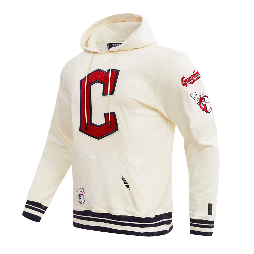 MLB CLEVELAND GUARDIANS RETRO CLASSIC MEN'S PULLOVER HOODIE (EGGSHELL/ MIDNIGHT NAVY)