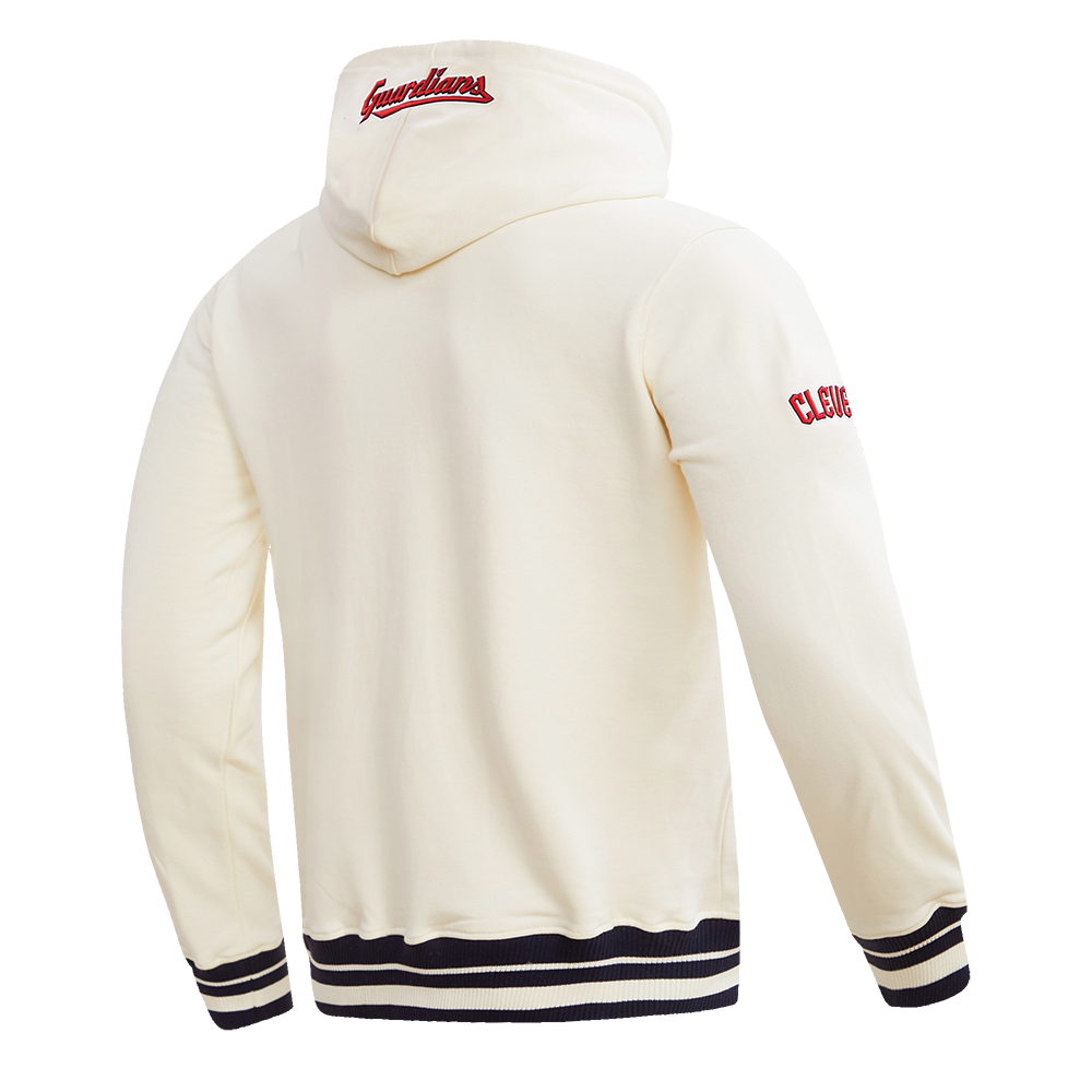 MLB CLEVELAND GUARDIANS RETRO CLASSIC MEN'S PULLOVER HOODIE (EGGSHELL/ MIDNIGHT NAVY)