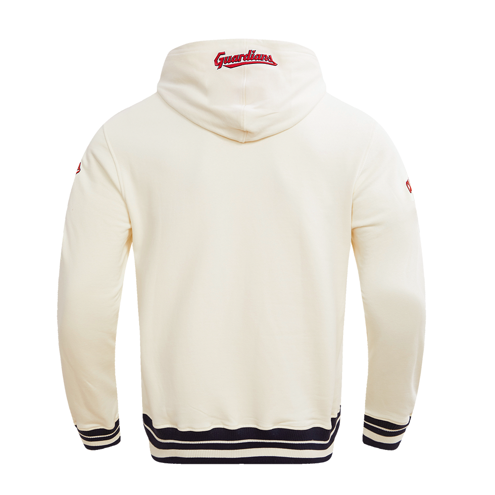 MLB CLEVELAND GUARDIANS RETRO CLASSIC MEN'S PULLOVER HOODIE (EGGSHELL/ MIDNIGHT NAVY)