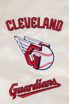 MLB CLEVELAND GUARDIANS RETRO CLASSIC MEN'S RIB SATIN JACKET (EGGSHELL/ MIDNIGHT NAVY)