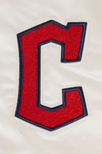 MLB CLEVELAND GUARDIANS RETRO CLASSIC MEN'S RIB SATIN JACKET (EGGSHELL/ MIDNIGHT NAVY)