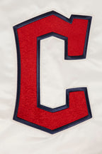 MLB CLEVELAND GUARDIANS RETRO CLASSIC MEN'S RIB SATIN JACKET (EGGSHELL/ MIDNIGHT NAVY)