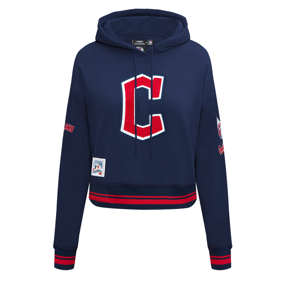 MLB CLEVELAND GUARDIANS RETRO CLASSIC CHANDAIL À CAPUCHON COURT POUR FEMME (MARINE MINUIT/ROUGE/MARINE MINUIT)